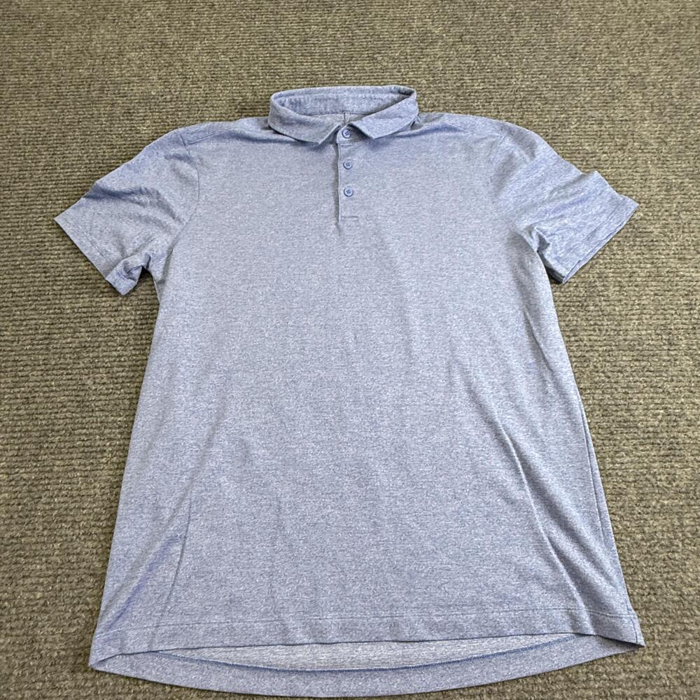 Lululemon Polo Shirt Mens Large Blue Performance Golf Athletic Stretch Logo